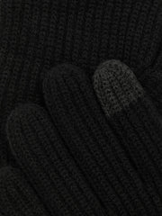 Men Ribbed-Merino Touchscreen Gloves in Black