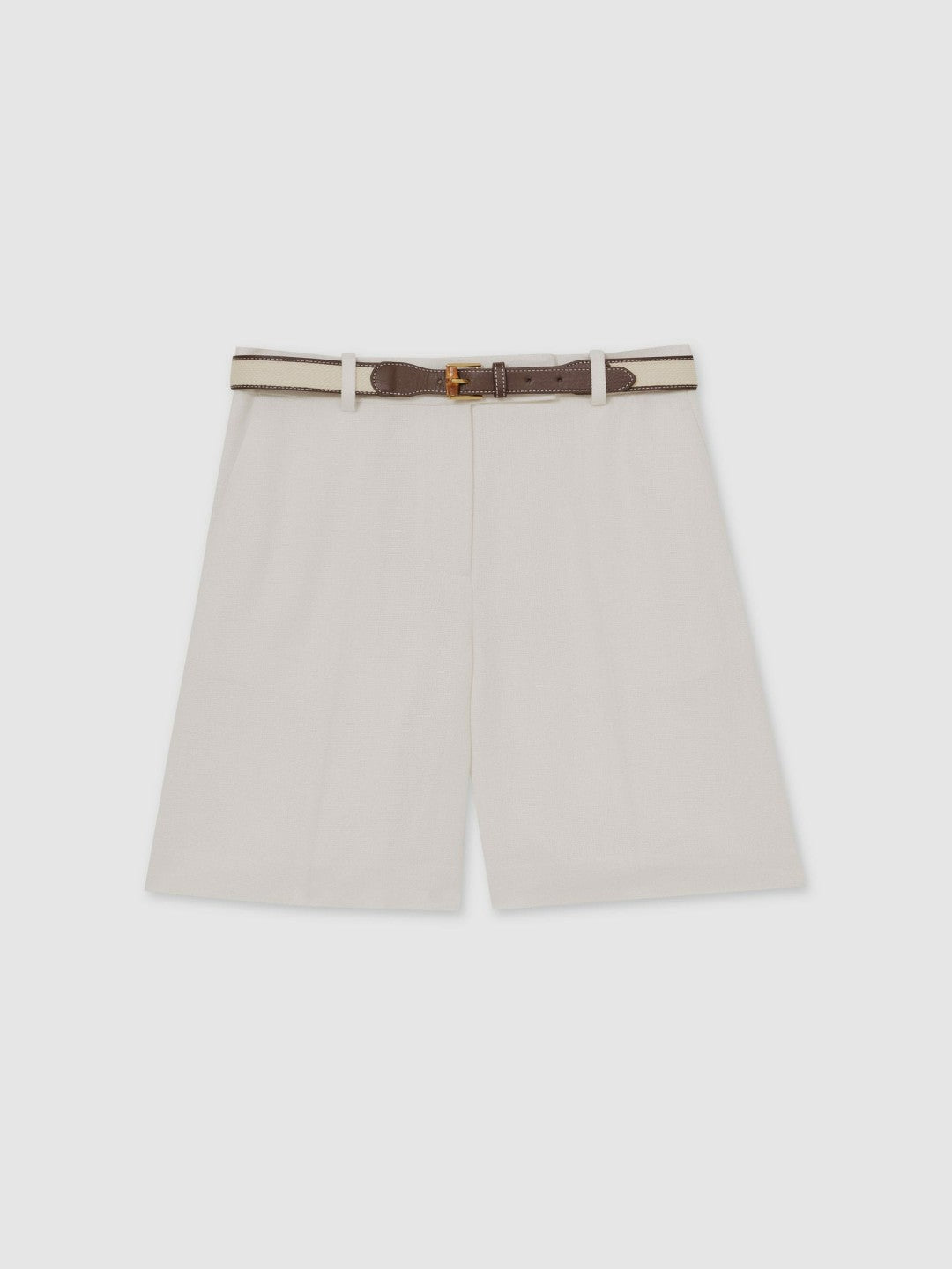 Women Petite Linen-Blend Bermuda Shorts in White