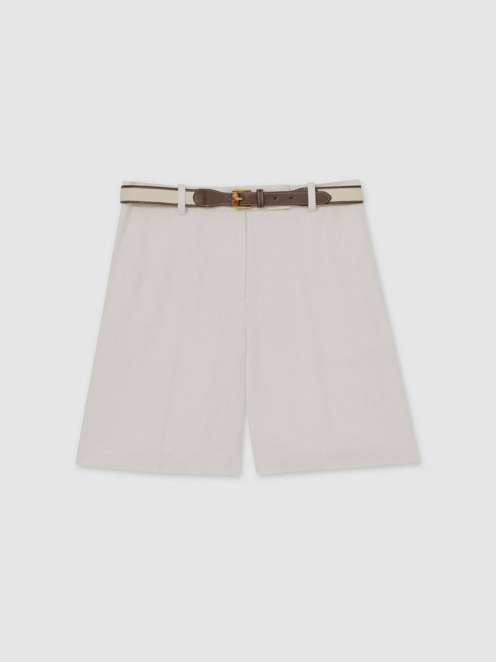 Women Petite Linen-Blend Bermuda Shorts in White
