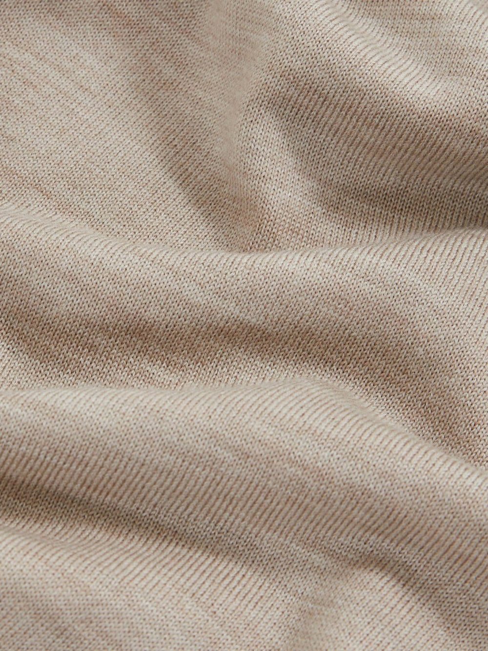 Men Merino Wool Open Collar Polo Shirt in Wheat Melange