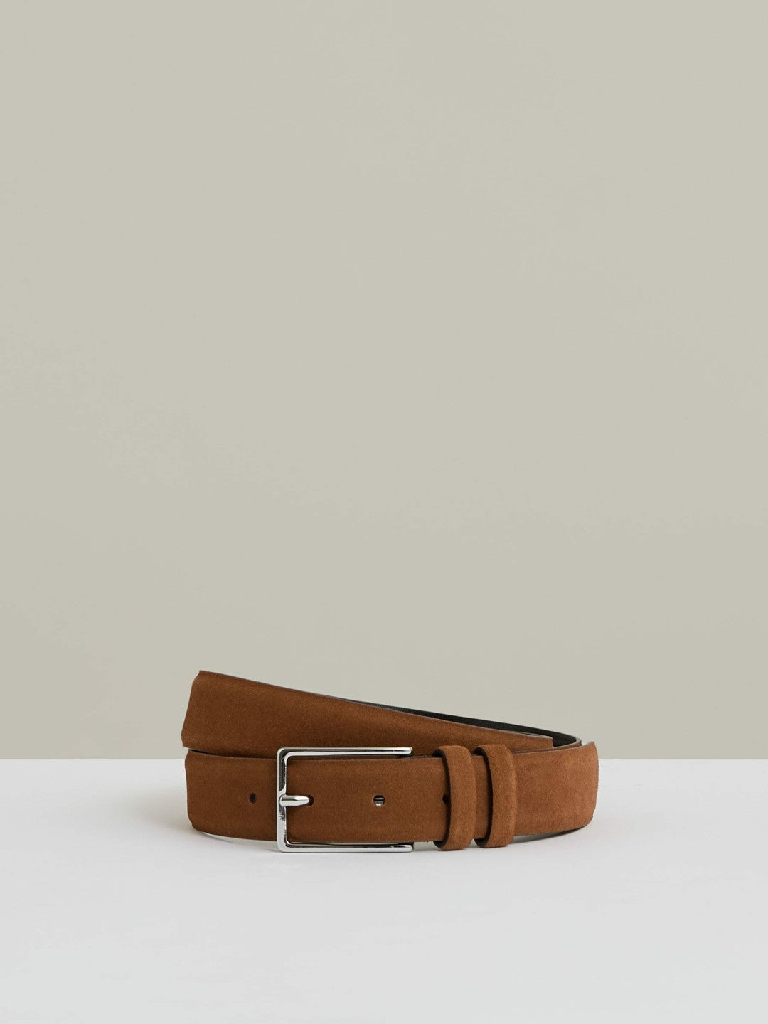 Men Suede Belt in Light Tan