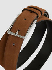 Men Suede Belt in Light Tan