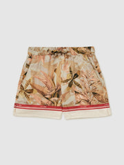 Children & Baby 13-14 yrs  | NYBG Satin Floral-Print Shorts in Khaki