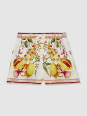 Children & Baby 9-13 yrs  | NYBG Satin Floral-Print Shorts in Ivory