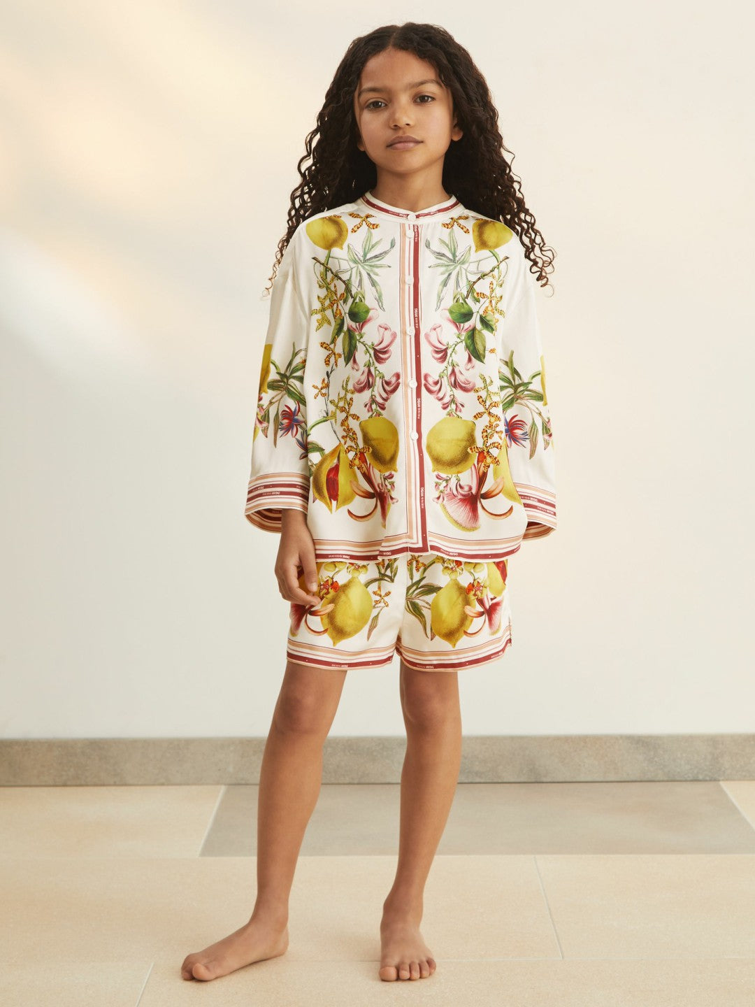Children & Baby 13-14 yrs  | NYBG Satin Floral-Print Shirt in Ivory