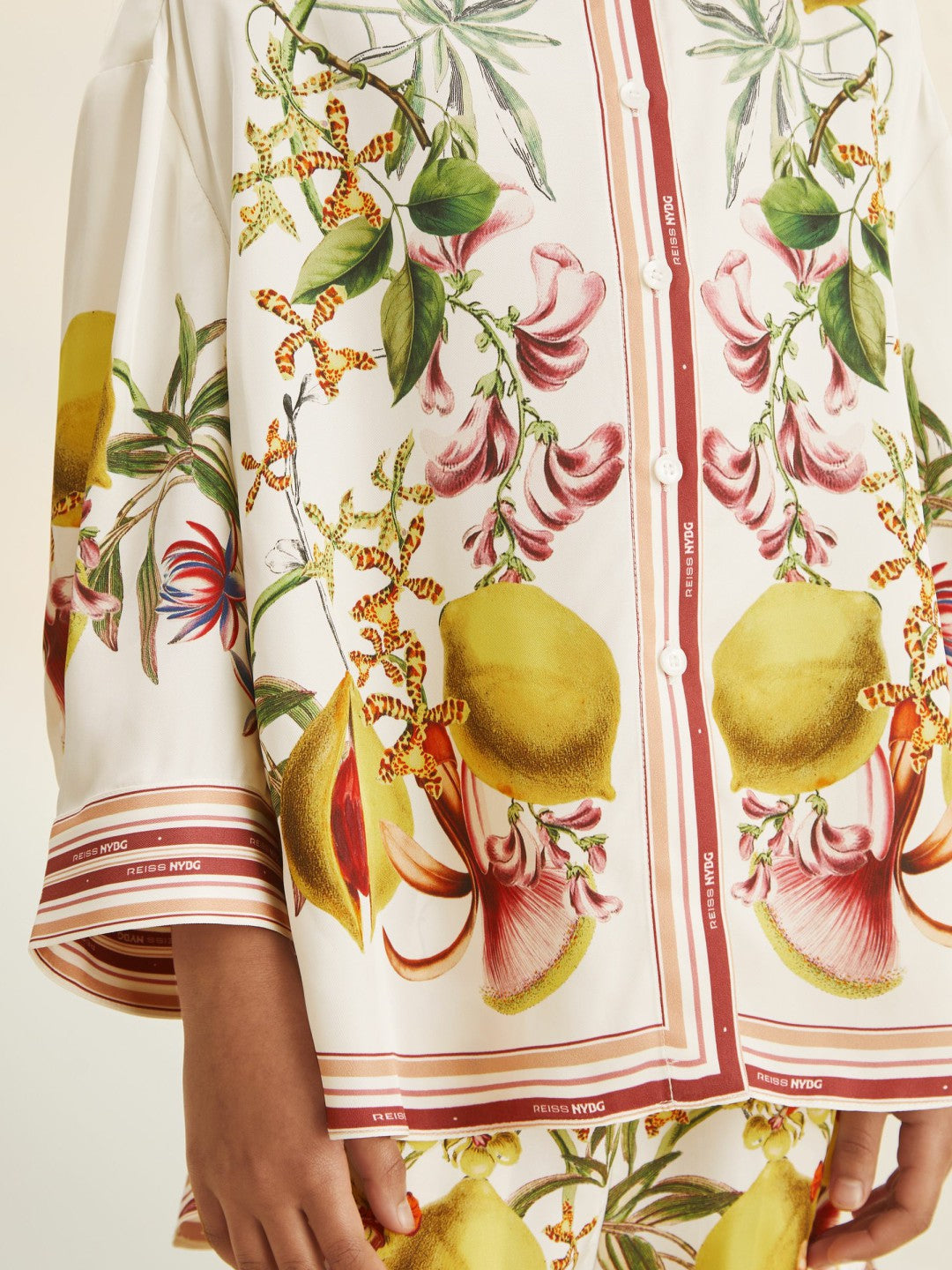 Children & Baby 13-14 yrs  | NYBG Satin Floral-Print Shirt in Ivory
