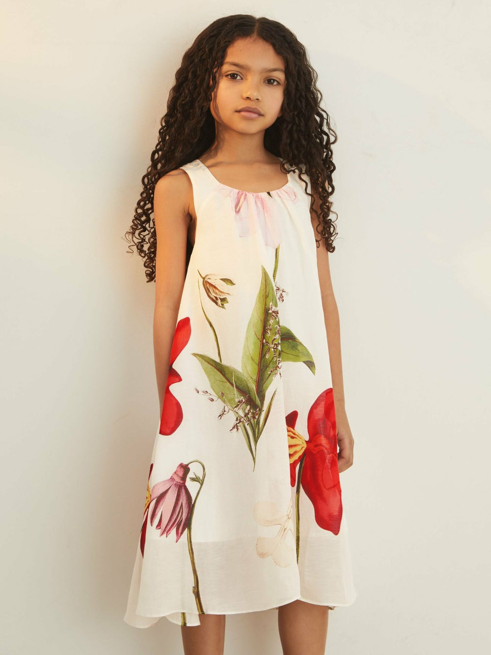 Children & Baby 13-14 yrs  | NYBG Floral Maxi Dress With Linen in Ivory