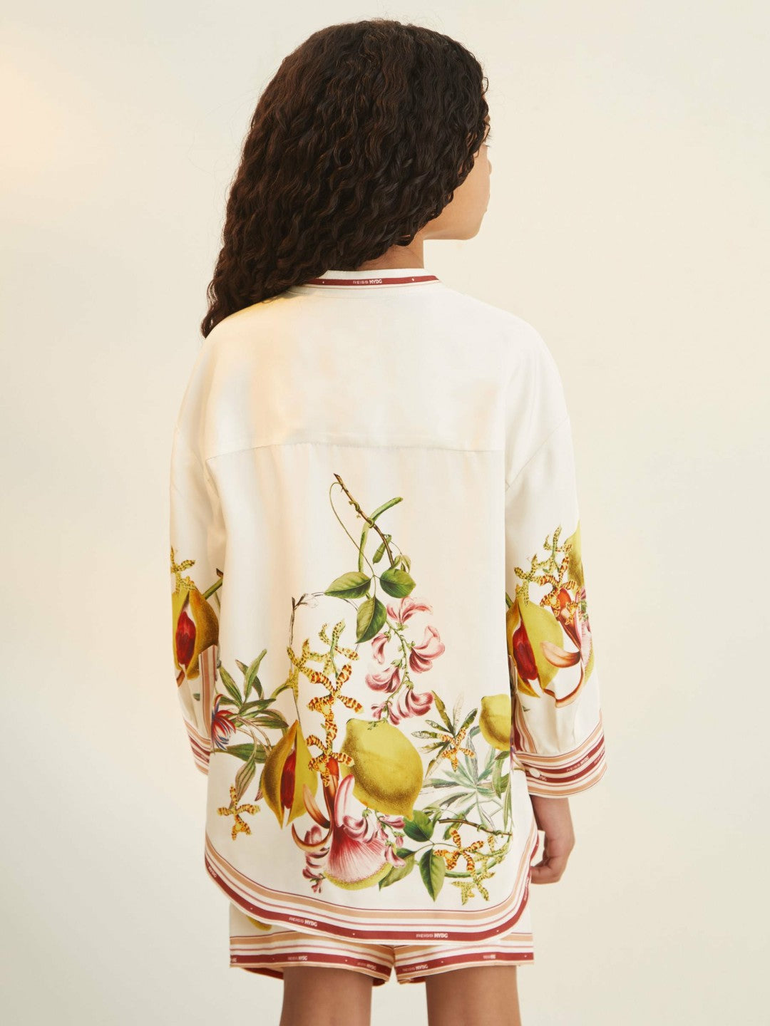 Children & Baby 9-13 yrs  | NYBG Satin Floral-Print Shirt in Ivory