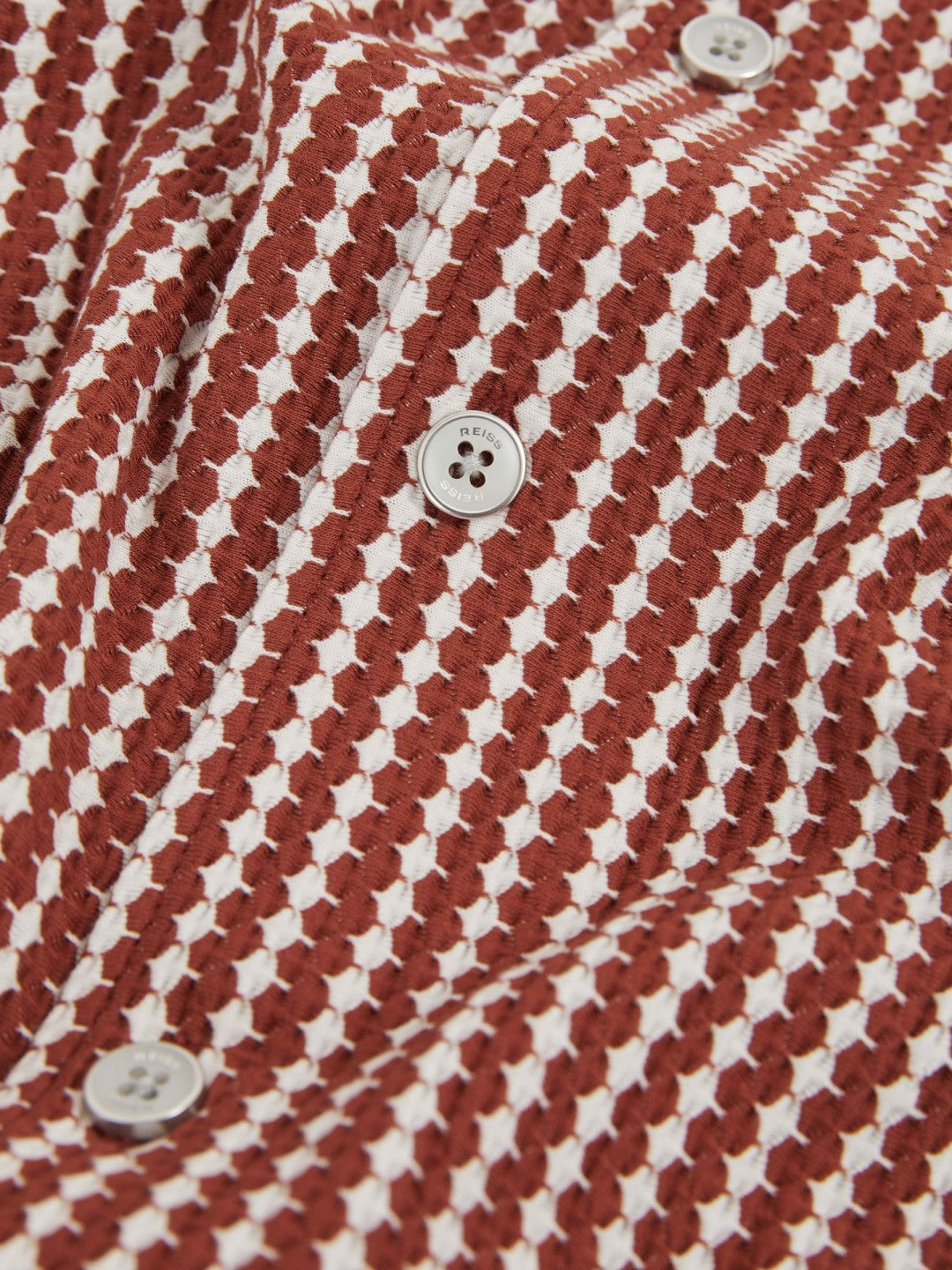 Men Textured-Stripe Cuban-Collar Shirt in Rust Red/White