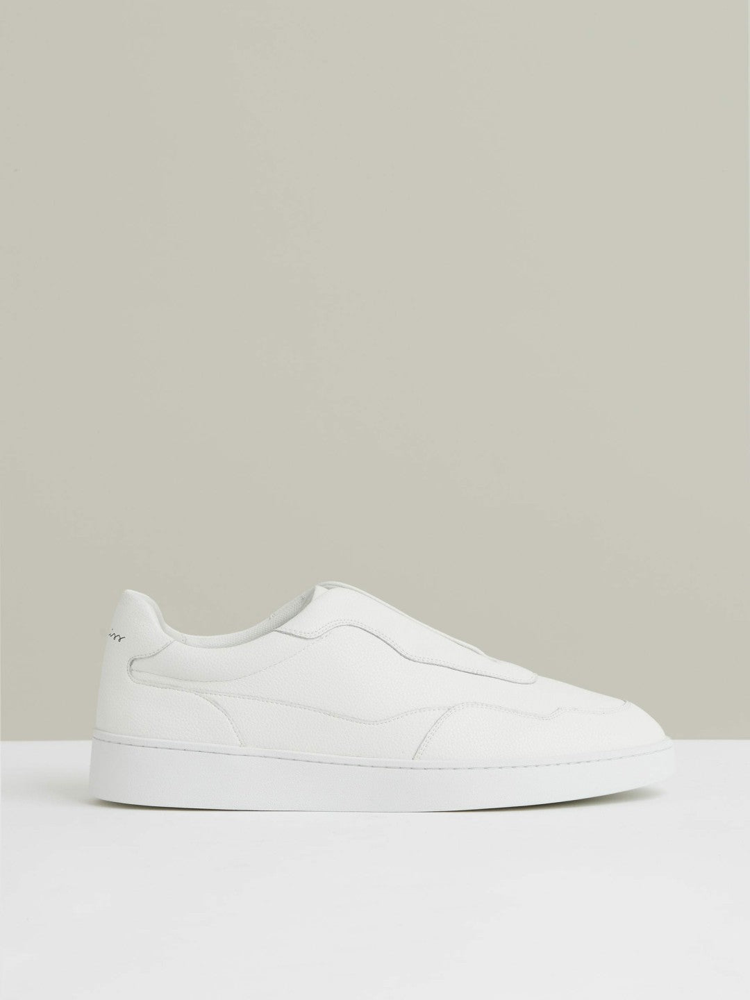 Men Leather Elasticated-Lace Trainers in White