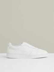Men Leather Elasticated-Lace Trainers in White