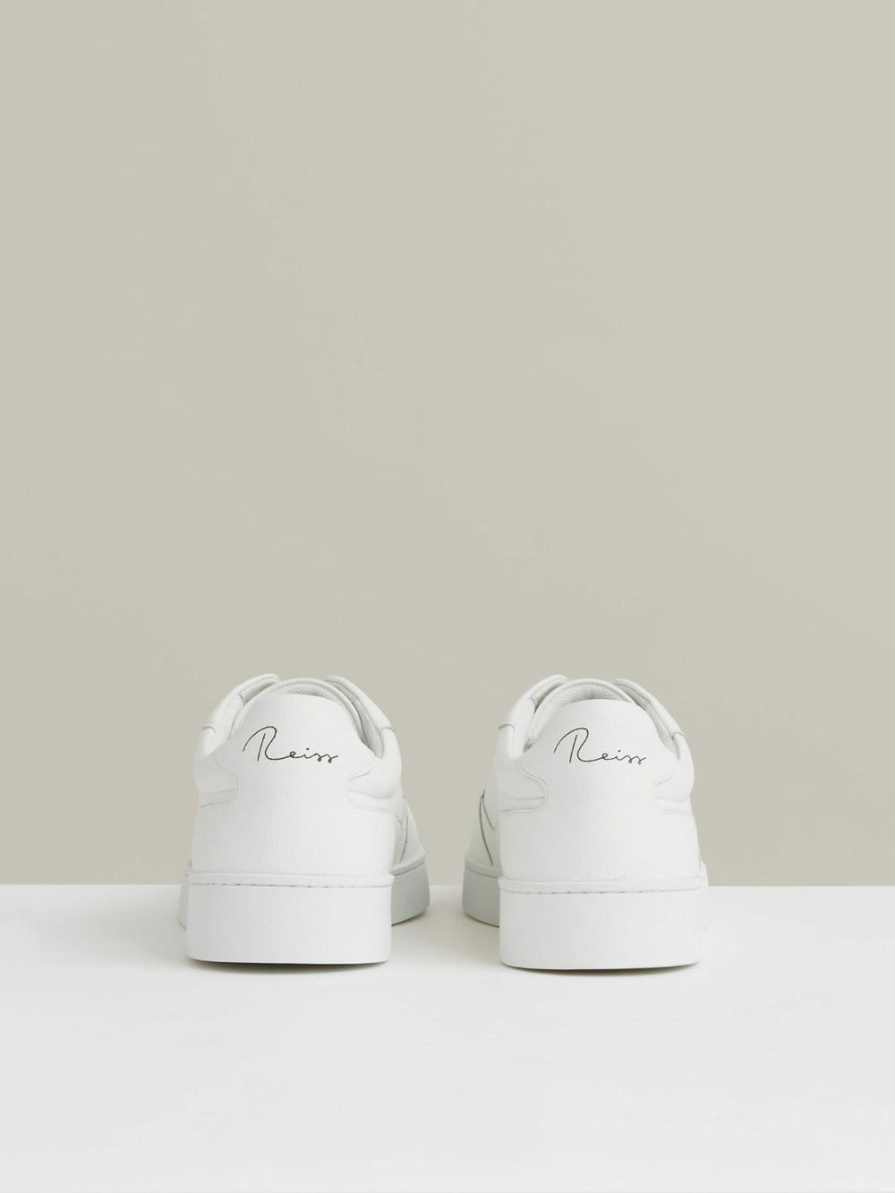 Men Leather Elasticated-Lace Trainers in White