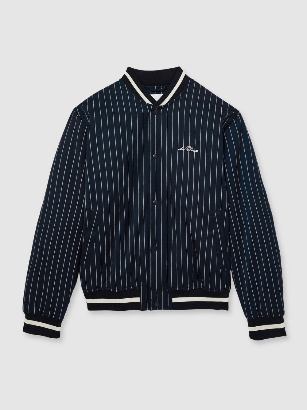 Men Les Deux Technical Varsity Jacket in Navy Stripe
