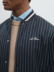 Men Les Deux Technical Varsity Jacket in Navy Stripe