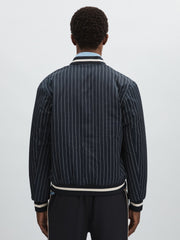 Men Les Deux Technical Varsity Jacket in Navy Stripe