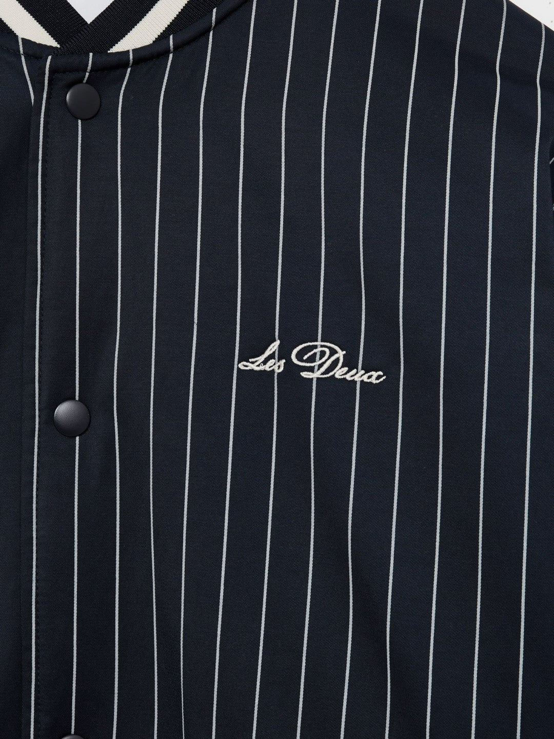 Men Les Deux Technical Varsity Jacket in Navy Stripe