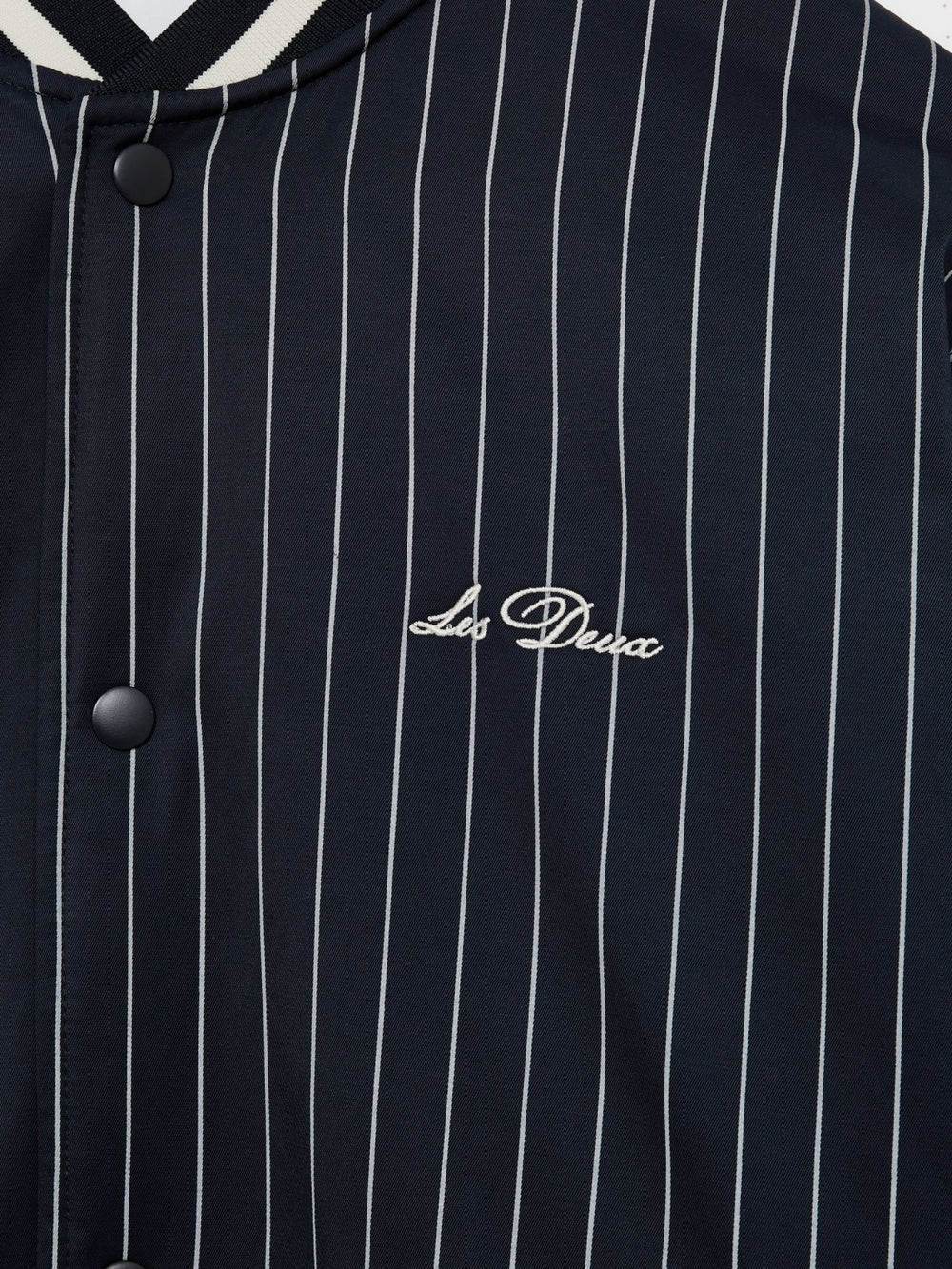 Men Les Deux Technical Varsity Jacket in Navy Stripe