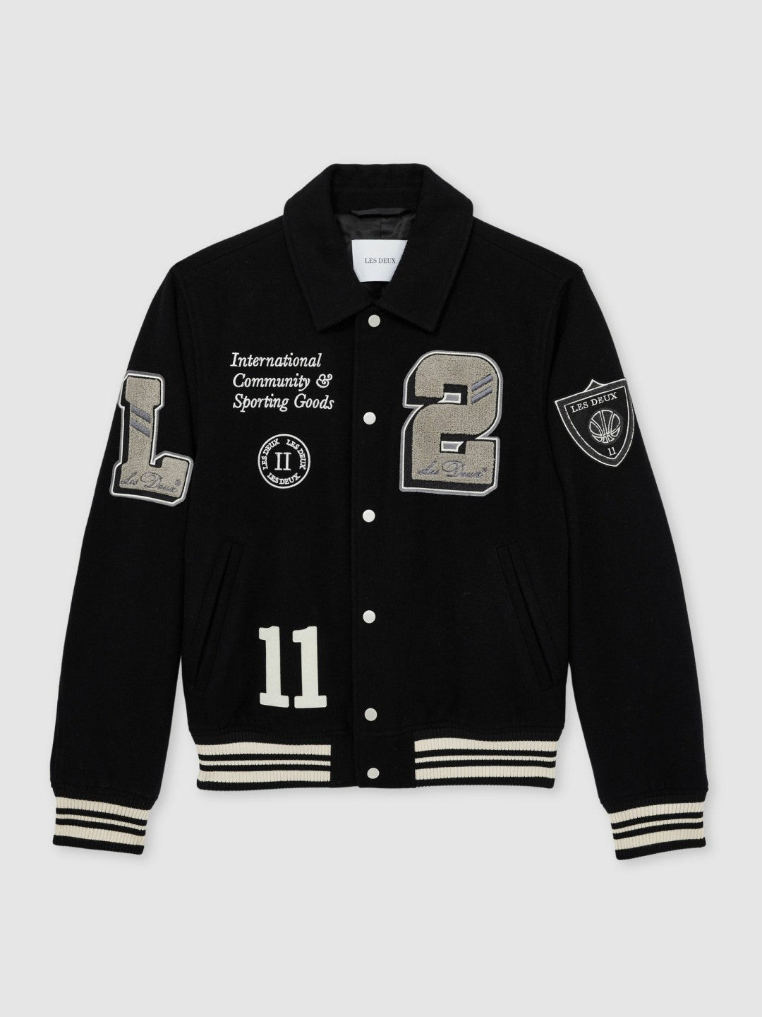 Men Les Deux Wool-Blend Varsity Jacket in Black