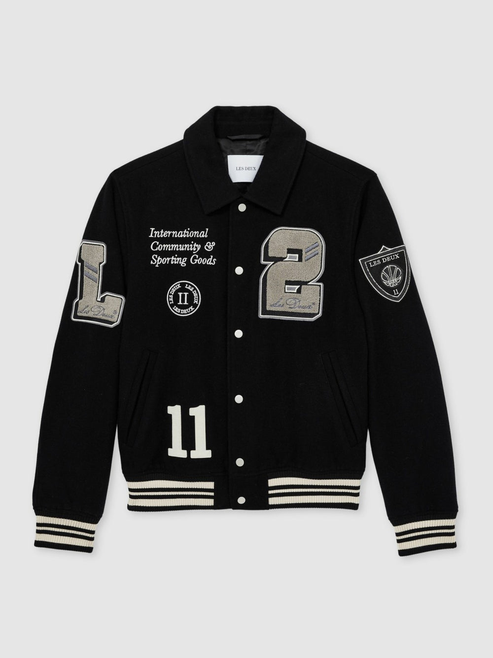 Men Les Deux Wool-Blend Varsity Jacket in Black