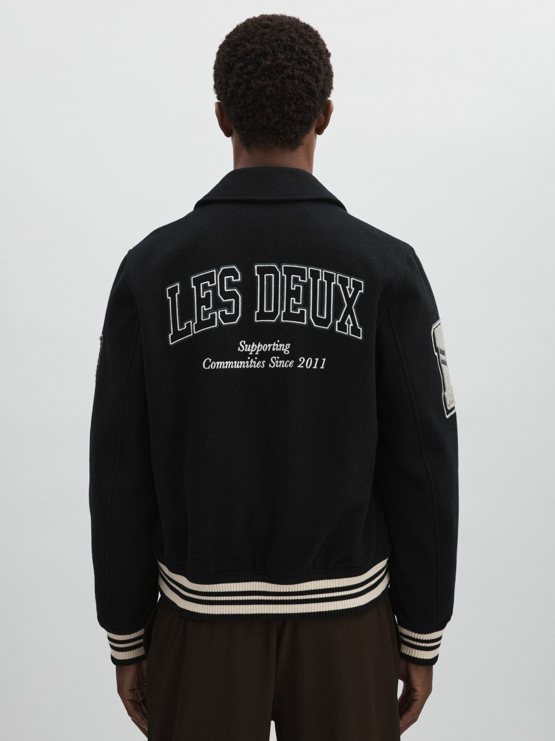 Men Les Deux Wool-Blend Varsity Jacket in Black