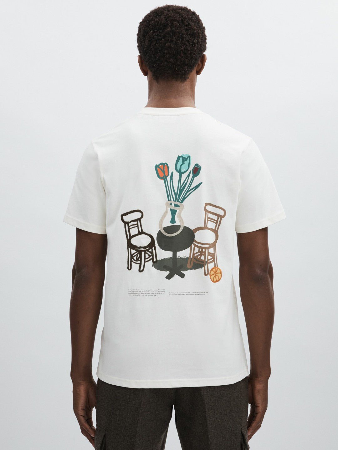 Men Les Deux 100% Cotton Café Print T-Shirt in Ivory Print