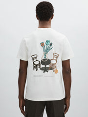 Men Les Deux 100% Cotton Café Print T-Shirt in Ivory Print