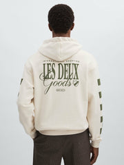 Men Les Deux 100% Cotton Goods Print Hoodie in Ivory/Green