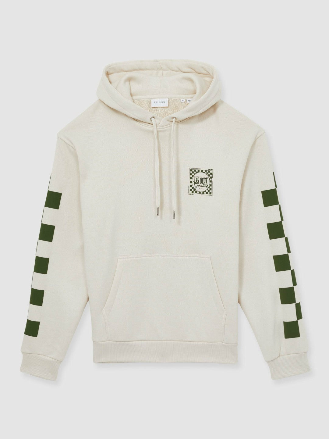 Men Les Deux 100% Cotton Goods Print Hoodie in Ivory/Green