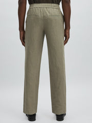Men Les Deux Drawstring Trousers in Green/Ivory