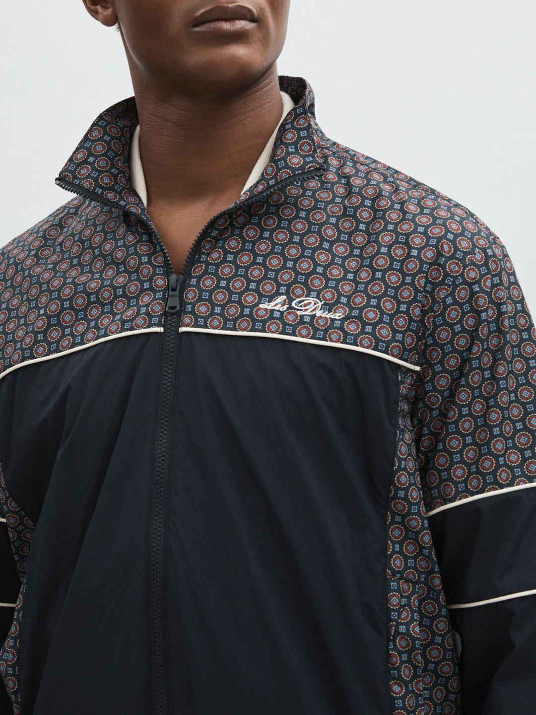 Men Les Deux Printed Track Jacket in Dark Navy