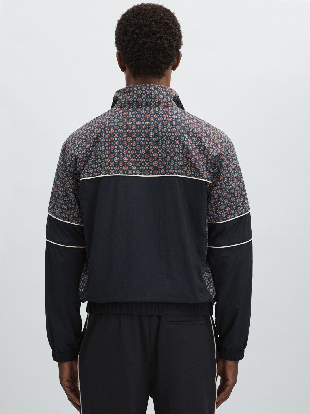 Men Les Deux Printed Track Jacket in Dark Navy