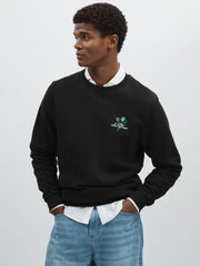 Men Les Deux Cotton Café Sweatshirt in Black Print