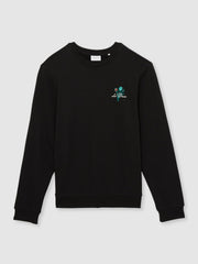 Men Les Deux Cotton Café Sweatshirt in Black Print