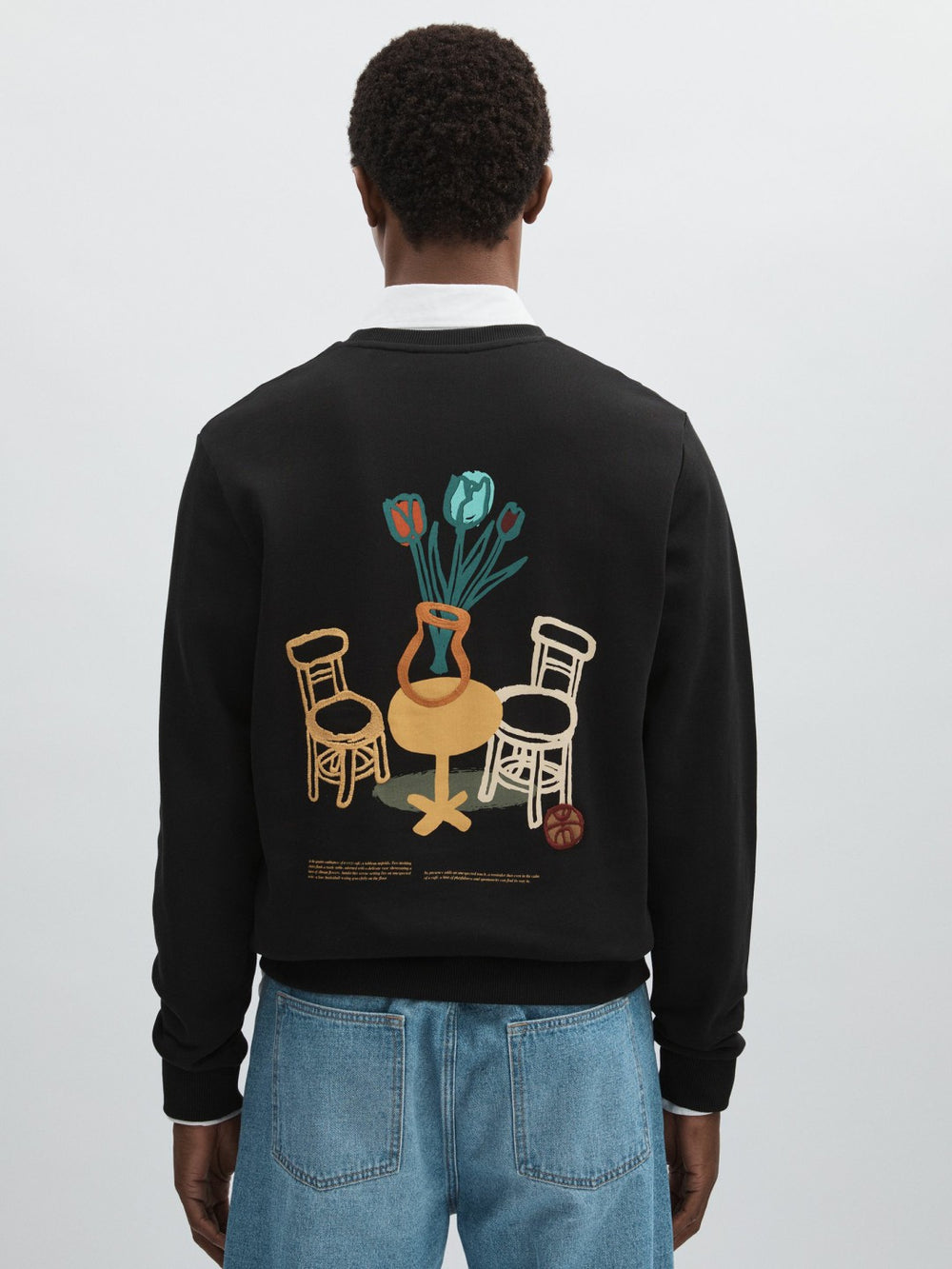 Men Les Deux Cotton Café Sweatshirt in Black Print
