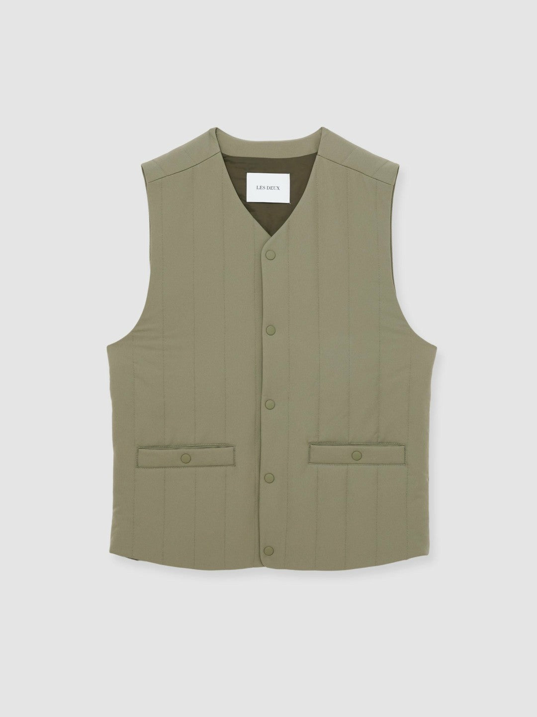 Men Les Deux Quilted Technical Gilet in Green