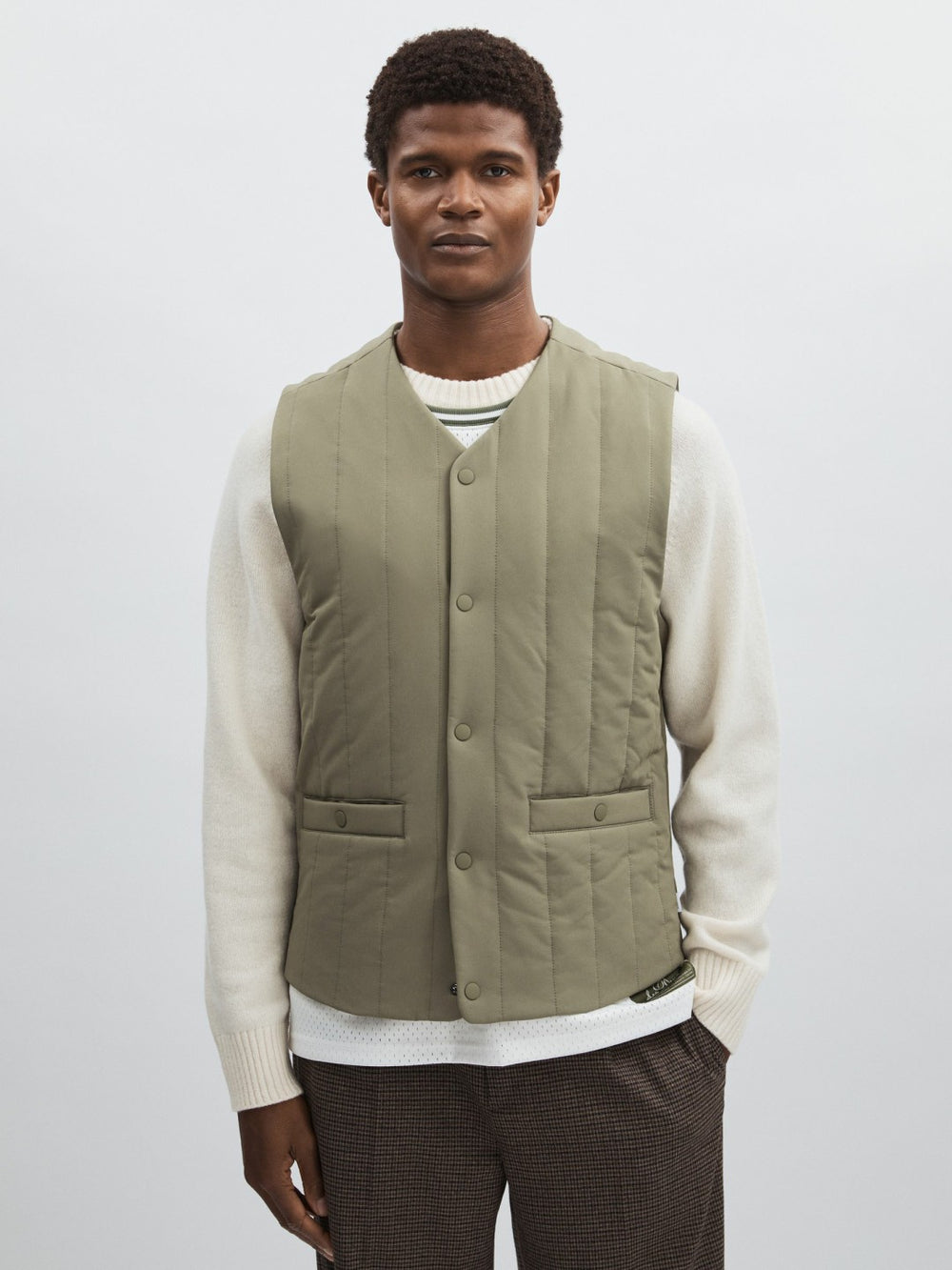Men Les Deux Quilted Technical Gilet in Green