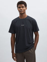 Men Les Deux Cotton Logo T-Shirt in Navy Blue