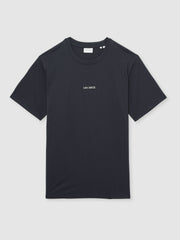 Men Les Deux Cotton Logo T-Shirt in Navy Blue