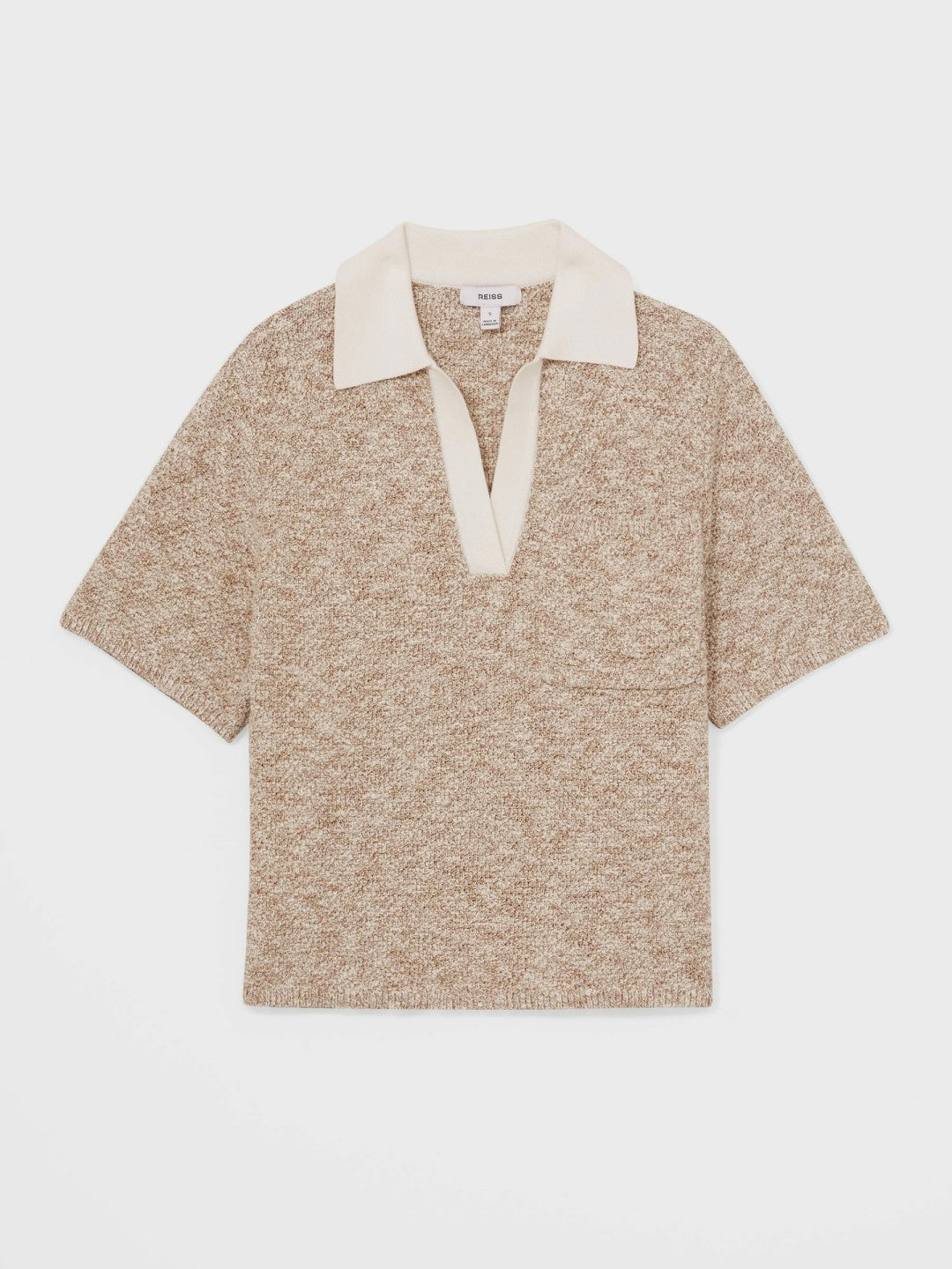 Women Cotton-Blend Knit Polo Shirt in Neutral