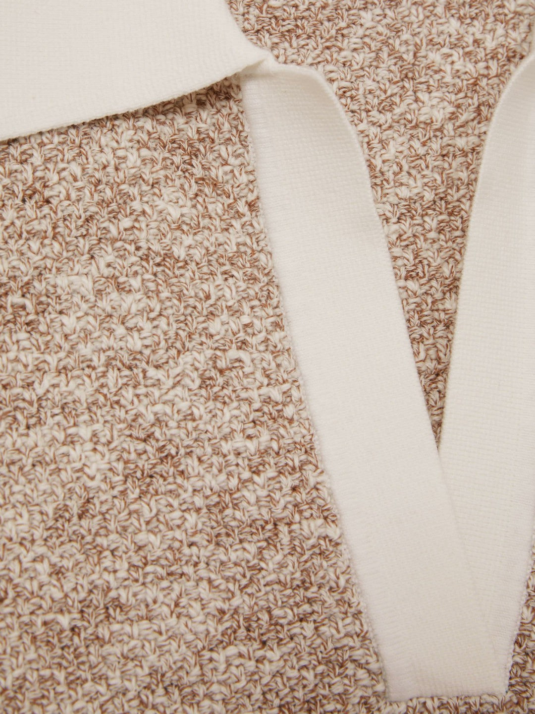 Women Cotton-Blend Knit Polo Shirt in Neutral