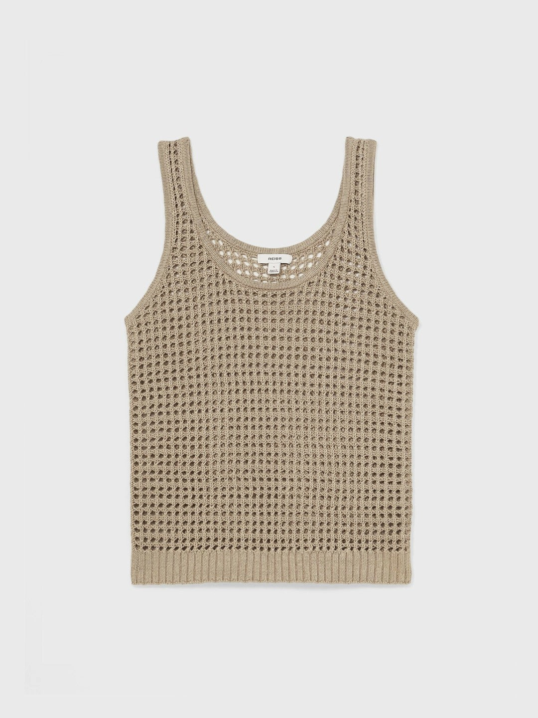 Women Linen Open Knit Vest in Stone