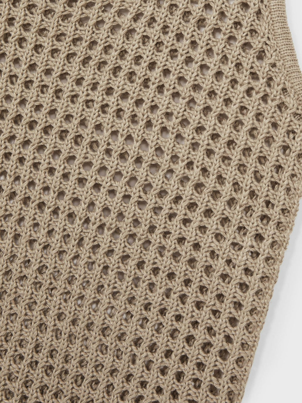 Women Linen Open Knit Vest in Stone