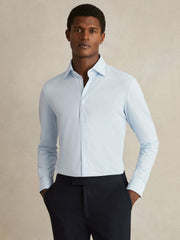 Men Long-Sleeve Travel Shirt in Soft Blue