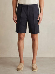 Men Relaxed Drawstring Shorts in Navy