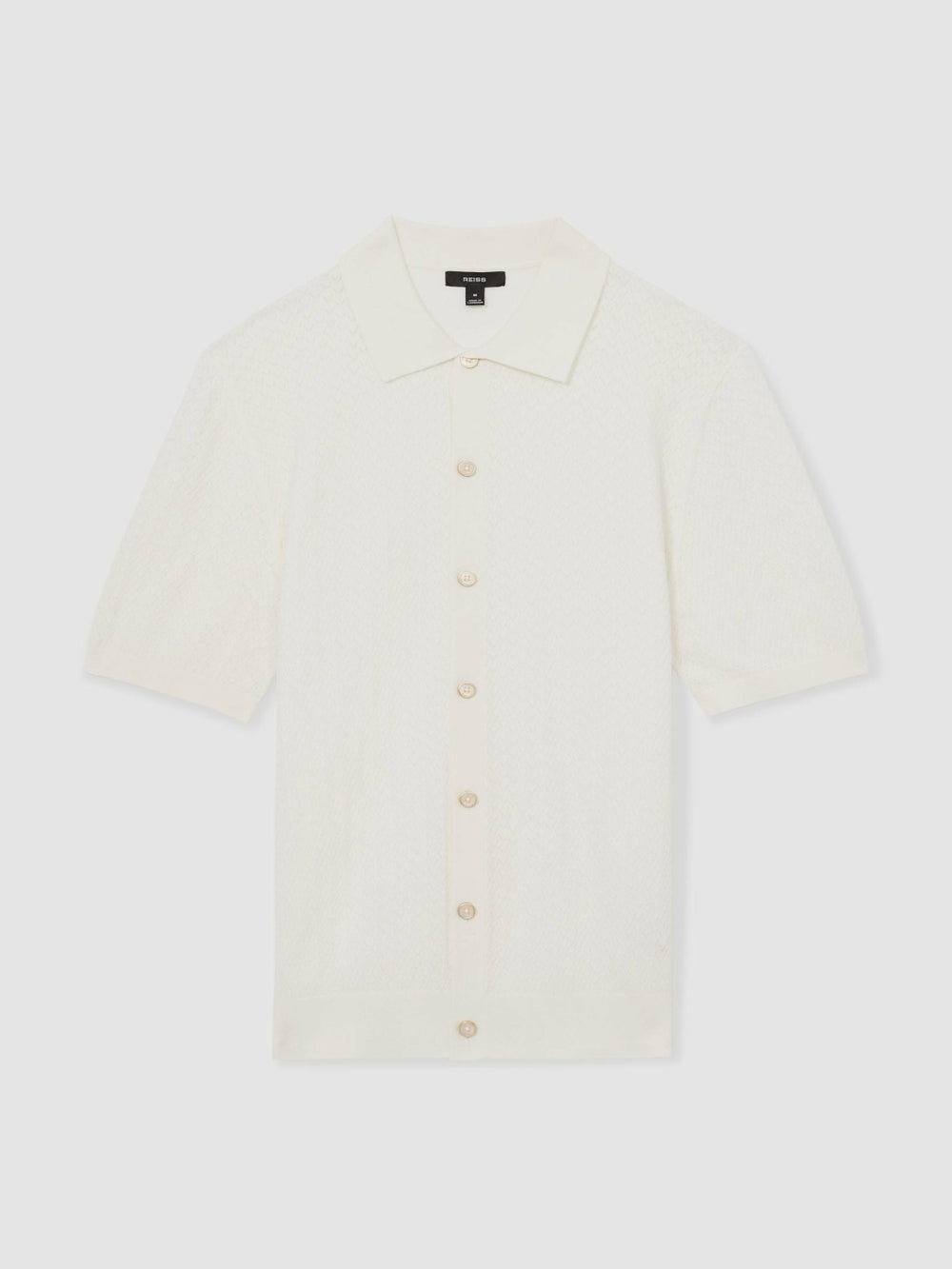 Men Textured Knit Button-Through Shirt in White