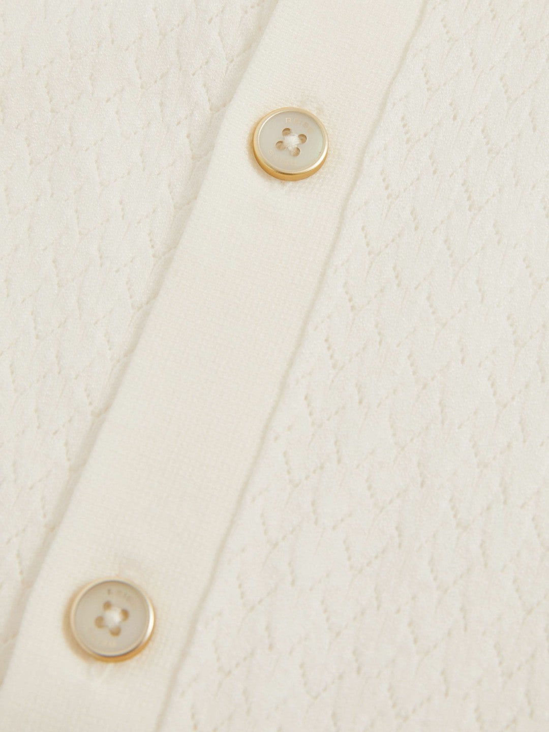 Men Textured Knit Button-Through Shirt in White