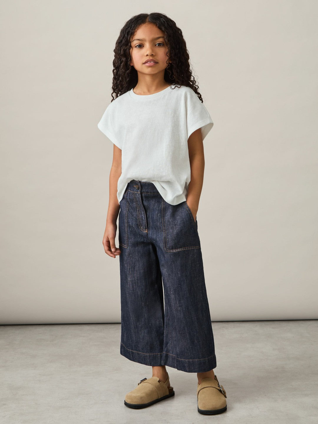 Children & Baby 4-9 yrs Cotton-Linen Wide Leg Trousers in Indigo