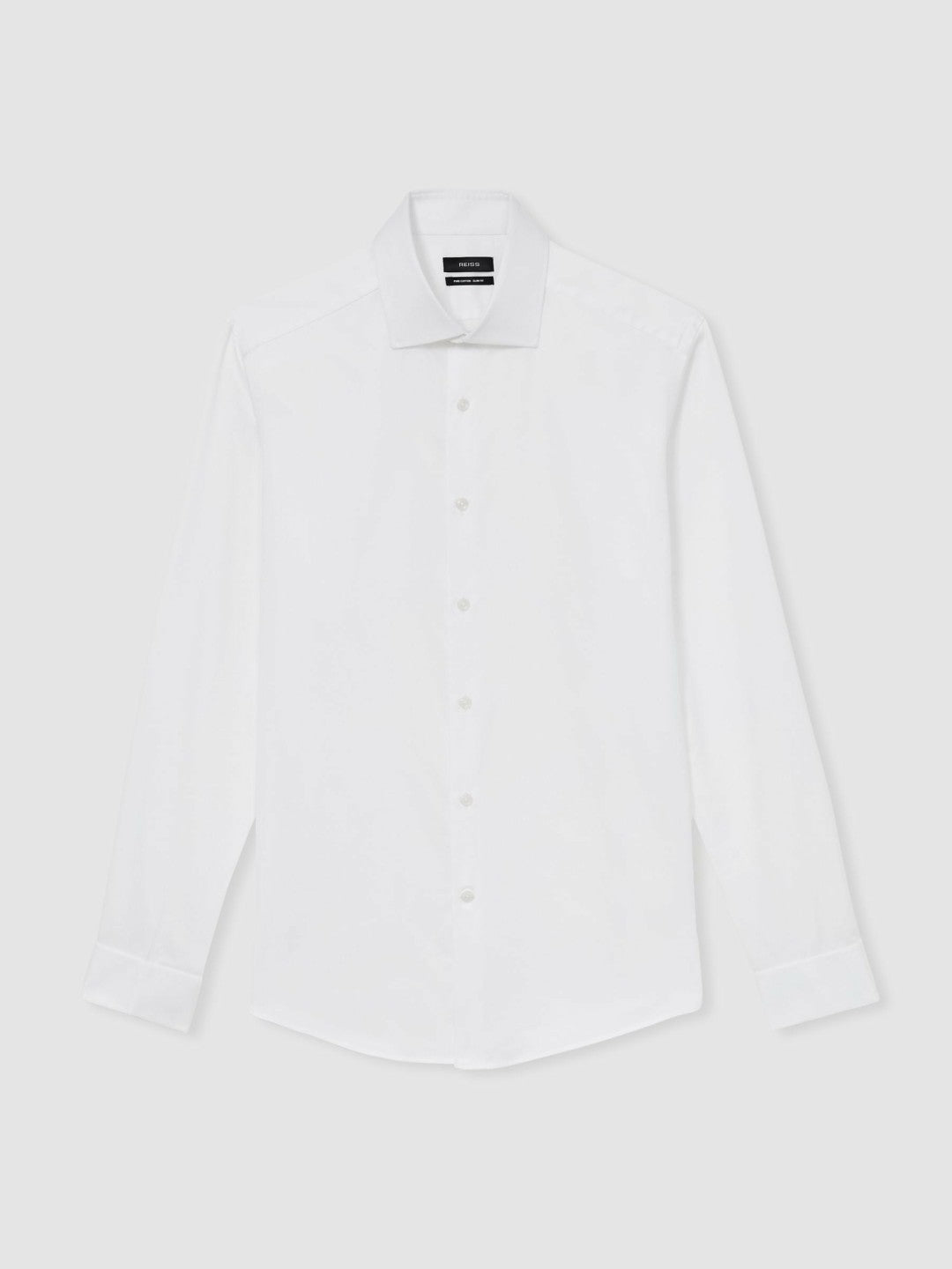 Men Slim Fit Slim-Fit Cotton-Sateen Shirt in White