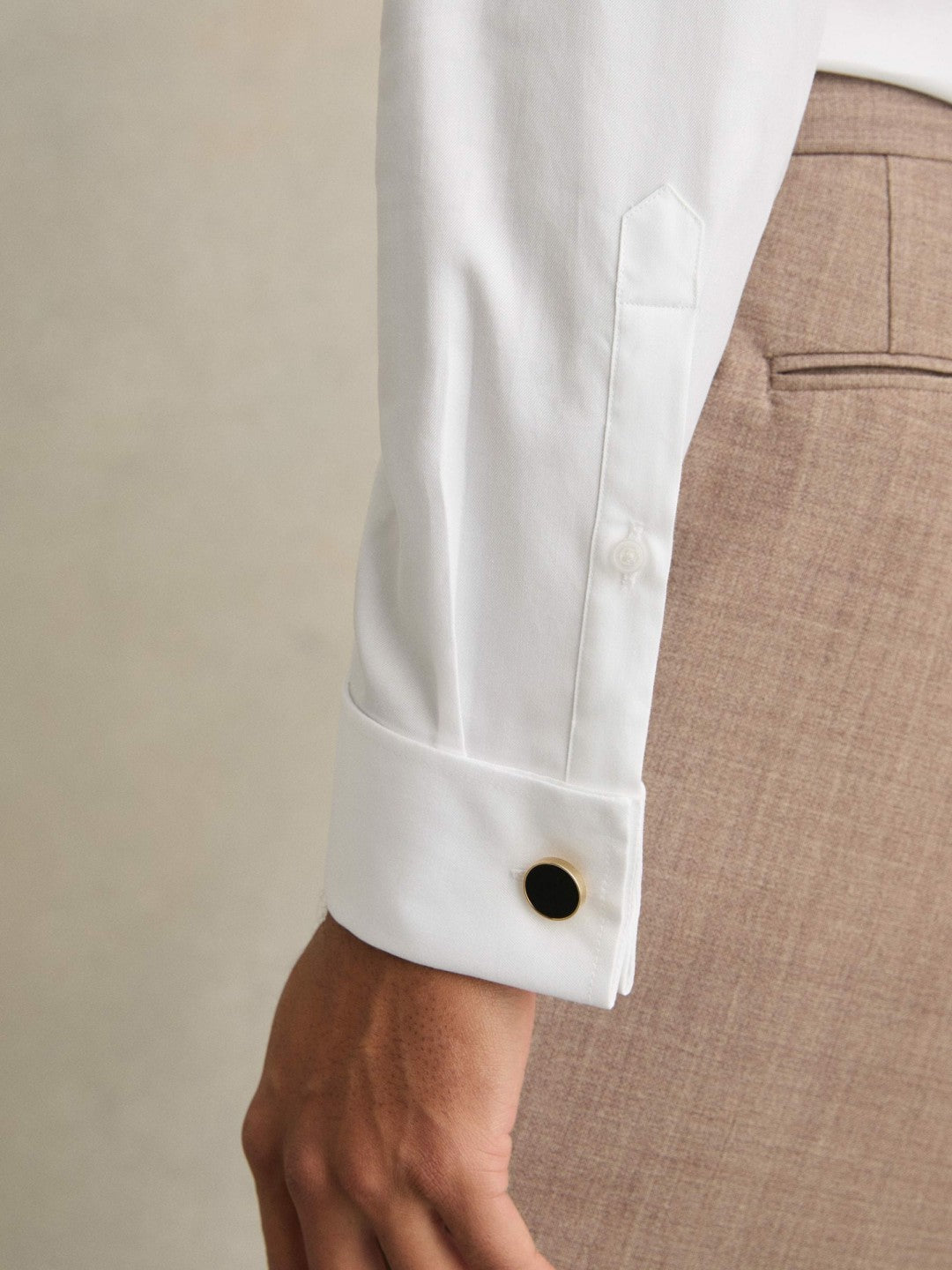 Men Slim Fit Slim-Fit Cotton-Sateen Shirt in White