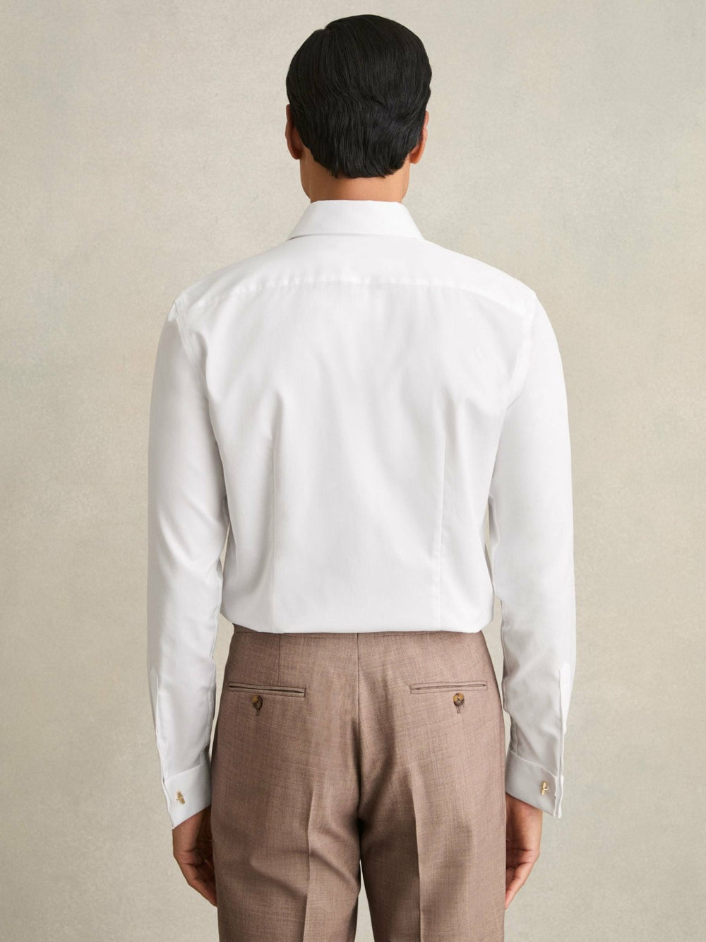 Men Slim Fit Slim-Fit Cotton-Sateen Shirt in White